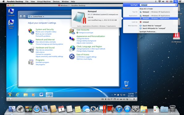 ParallelsDesktop8forMac Spotlight searching Windows 1