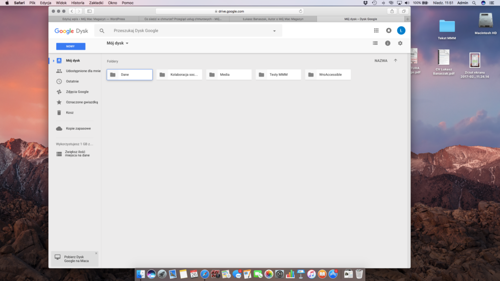 Dysk Google Drive w Safari 