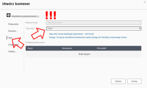 HomeBridge na QNAP konfiguracja - Container Stationustawienia sieciowe