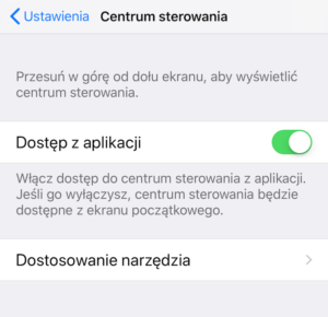 Centrum sterowania - dostosowanie narzędzia ios 11