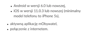 mObywatel wymagania na stronie rządowej