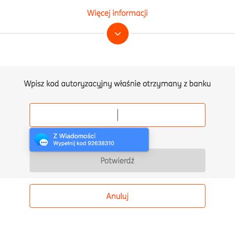 Kod SMS z ING Bank Śląski