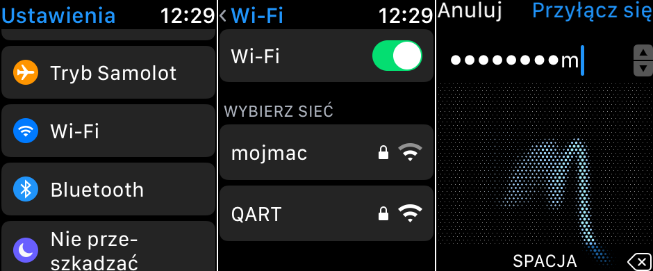 Wi-Fi w watchOS 5 wybór i podawanie hasła