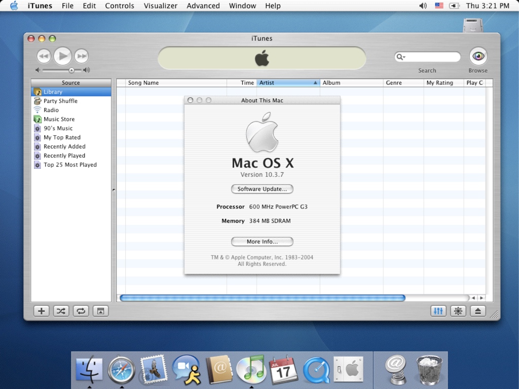 iBooke G3 iTunes Mac OS X 10.3.7