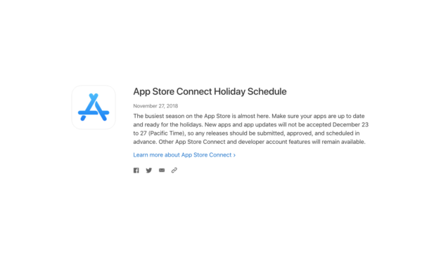 Przerwa świąteczna w App Store Connect