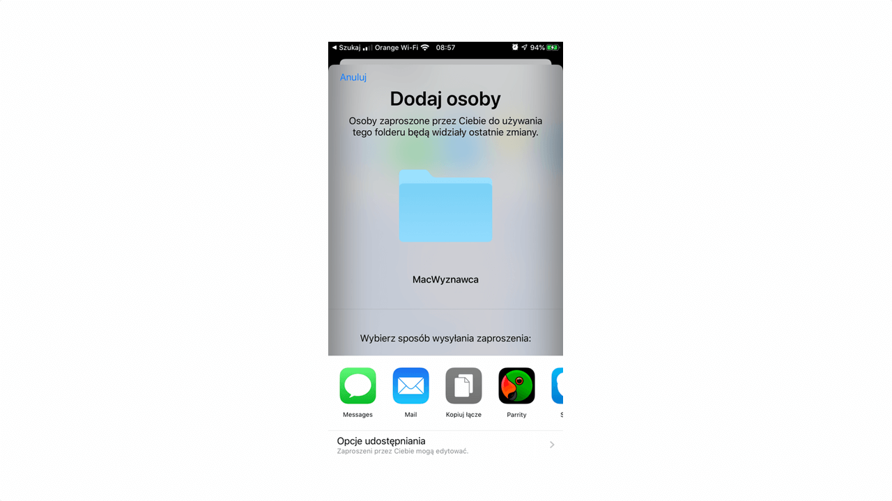 Folder sharing iCloud iOS 13