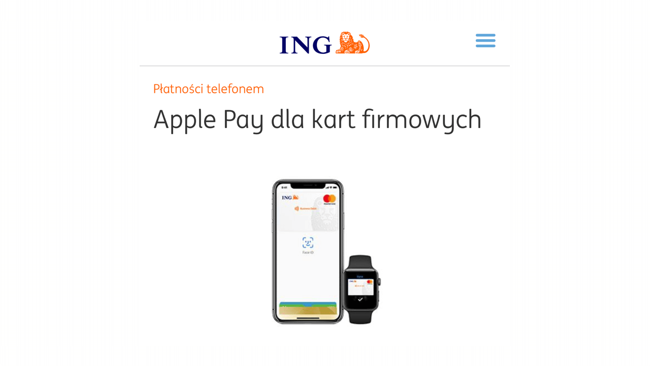 Apple Pay w ING. W końcu karty firmowe