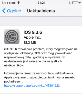 iOS 9.3.6 iPhone