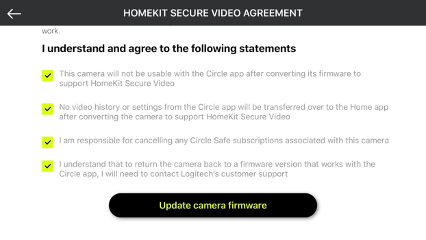 HomeKit Secure Video konwersja w Logi Circle