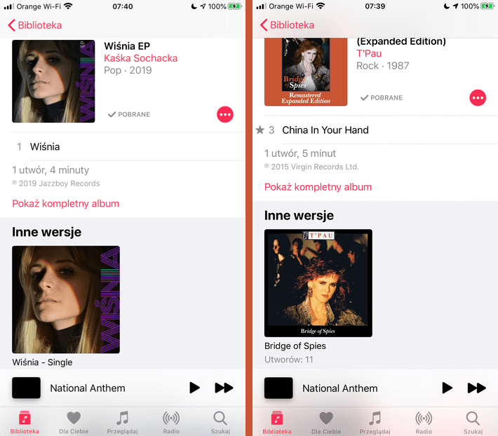 Apple Music alternatywne wersje albumów