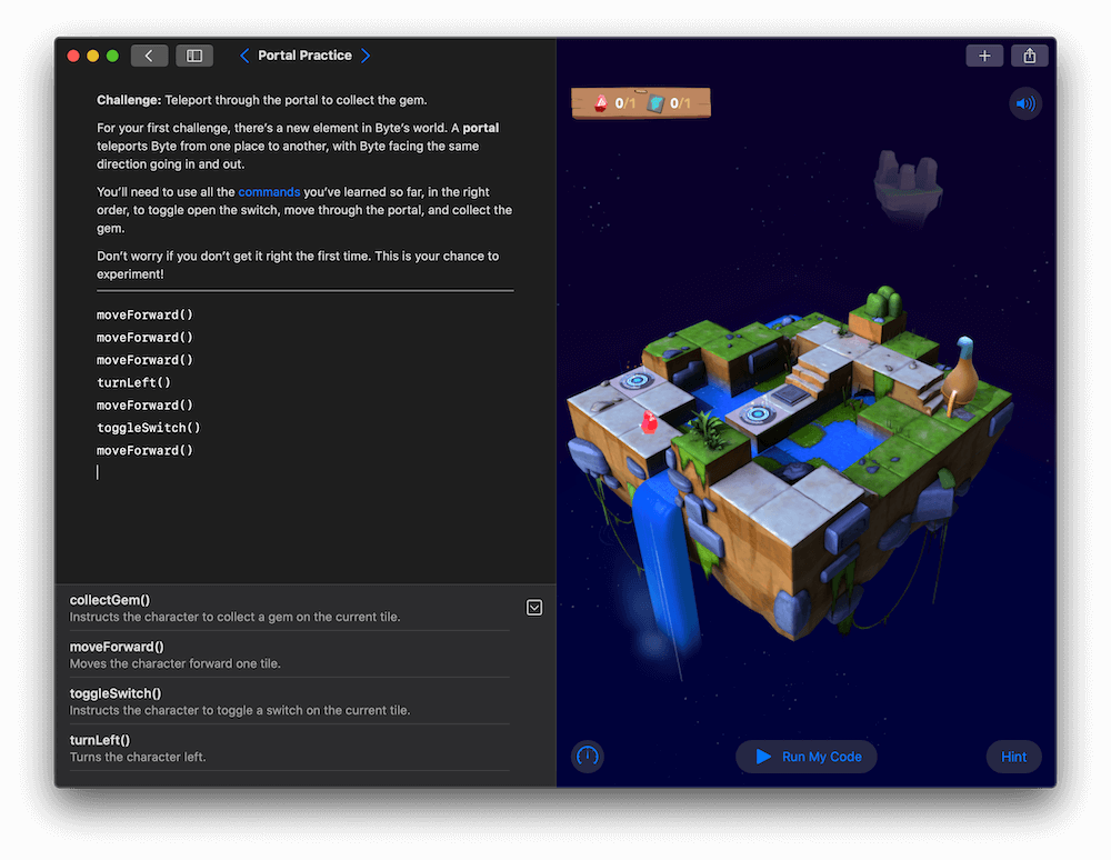 Swift playgrounds ekrany 