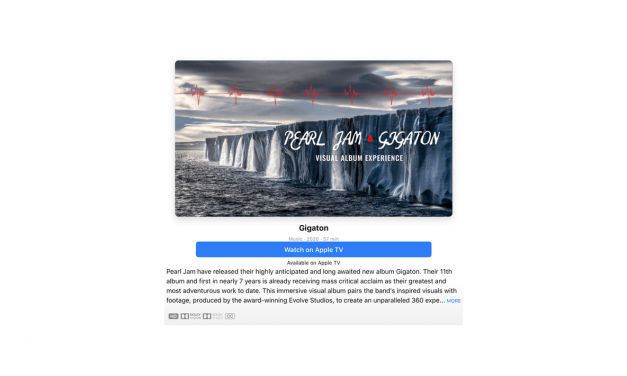 Pearl Jam „Gigaton Visual Album Experience” dostępny za darmo w Apple TV app