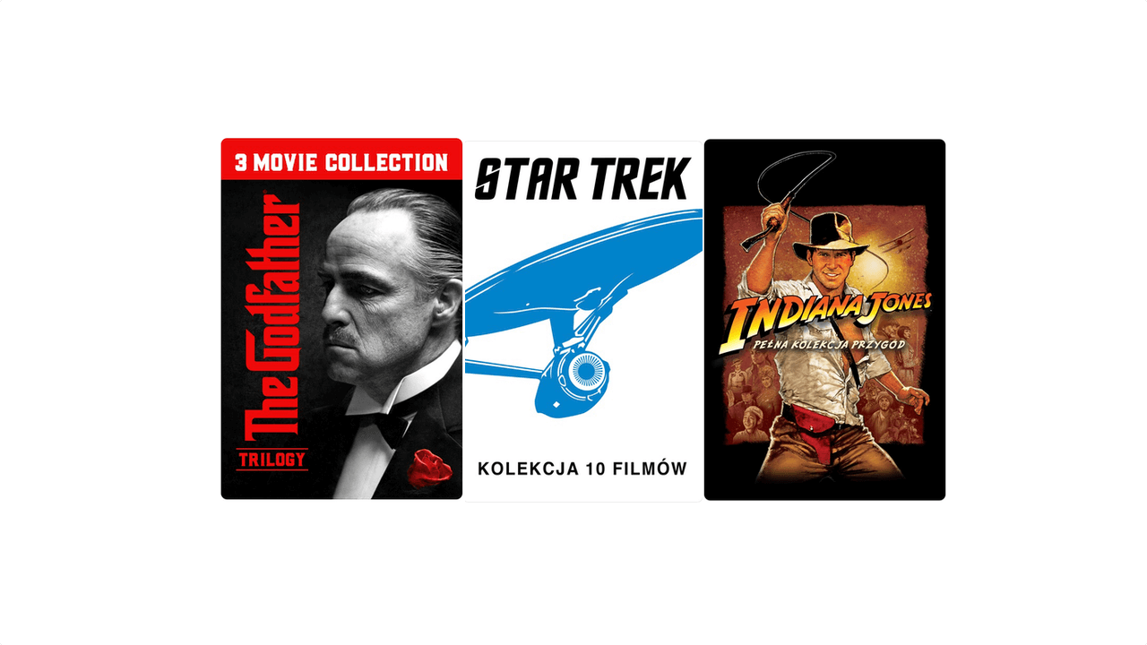 Start Trek, Ojciec Chrzestny, Indiana Jones kolekcje w super cenie