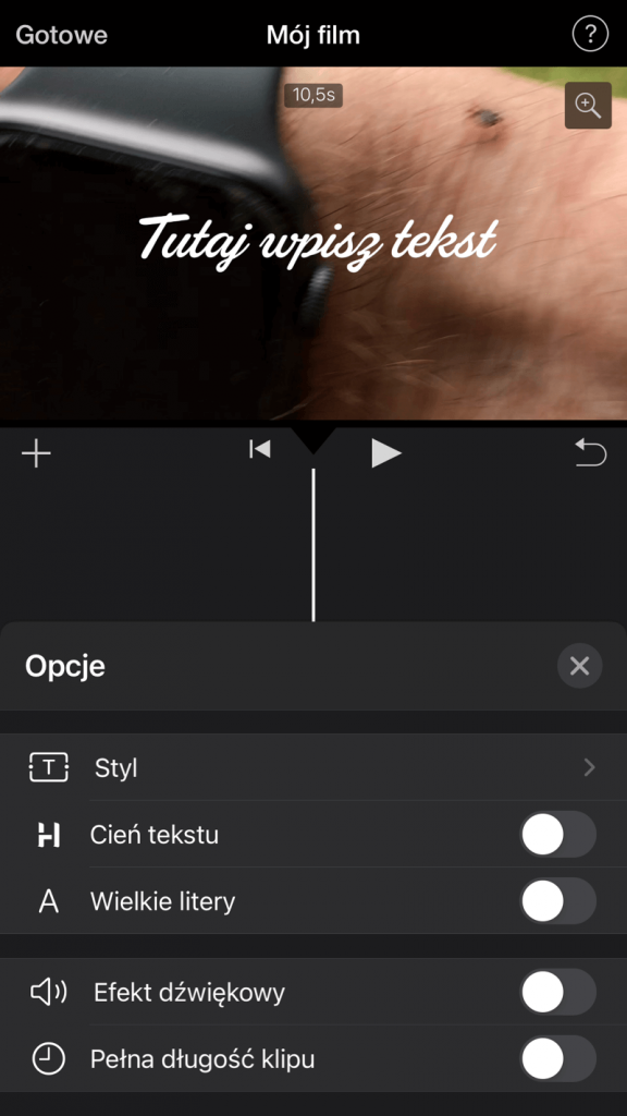 iMovie iOS nowe opcje napisów