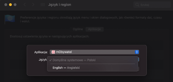 Modyfikowanie języka aplikacji mObywatel