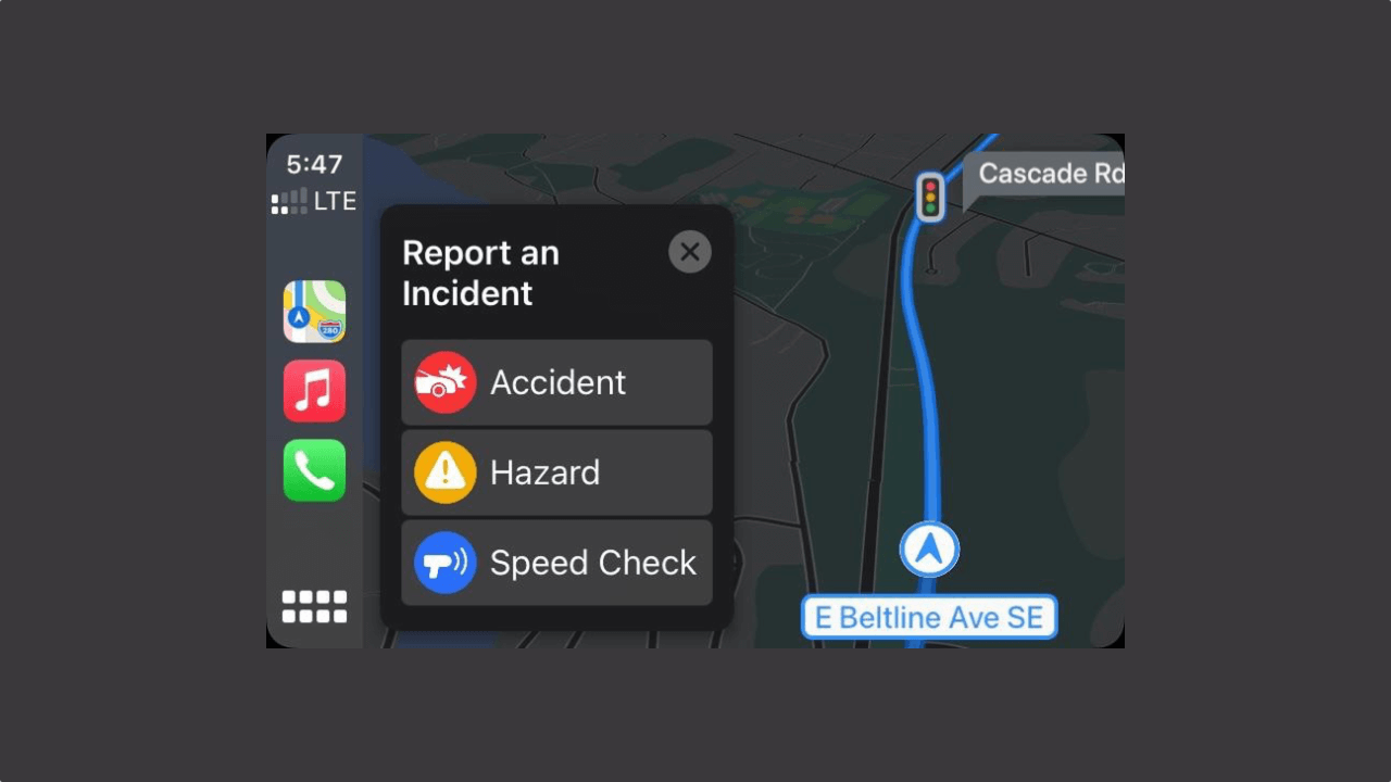 Apple Mapc CarPlay i zgłaszanie incydentów