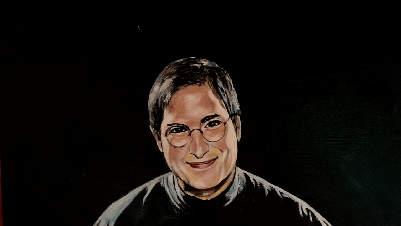 Steve Jobs, obraz olejny (fragment)